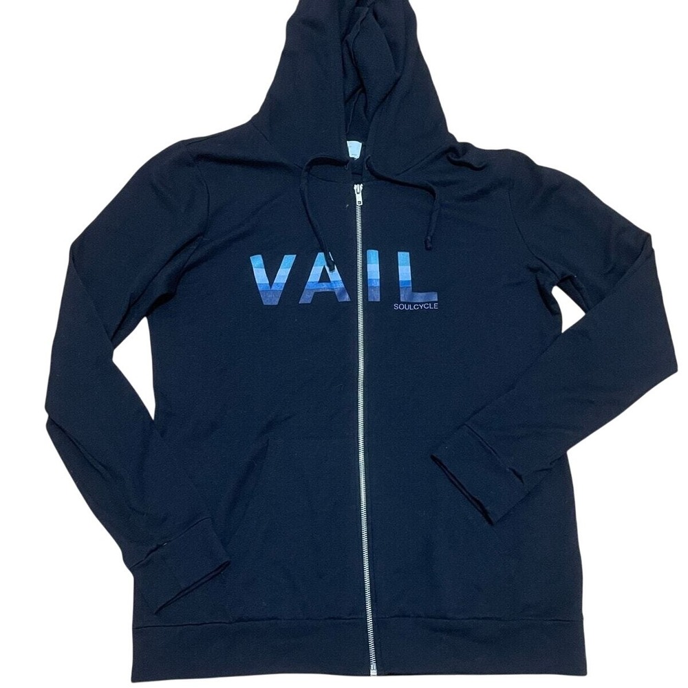 SoulCycle Unisex Large Vail Full Zip Hoodie Sweatshirt Black Activewear